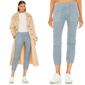 NILI LOTAN Stretch Cotton Twill Crop Military‎ Pants In Slate Blue Size 8